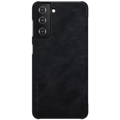 Samsung Galaxy S21+ (G996B) prabangus Nillkin Qin serijos juodas odinis atverčiamas dėklas - knygutė | Priedai.lt