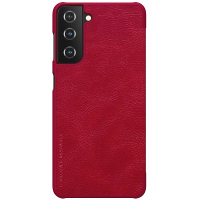 Samsung Galaxy S21+ (G996B) prabangus Nillkin Qin serijos raudonas odinis atverčiamas dėklas - knygutė | Priedai.lt