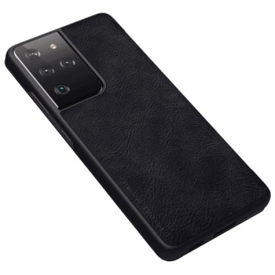 Samsung Galaxy S21 Ultra (G998B) prabangus Nillkin Qin serijos juodas odinis atverčiamas dėklas - knygutė | Priedai.lt