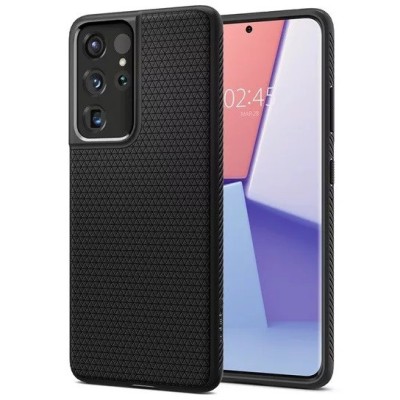 Samsung Galaxy S21 Ultra (G998B) Spigen Liquid Air juodas kieto silikono dėklas - nugarėlė | Priedai.lt
