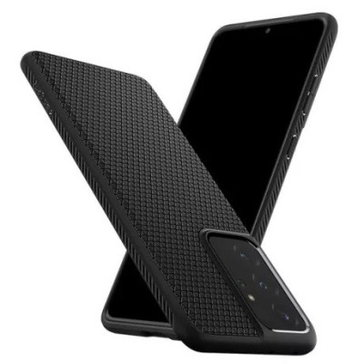 Samsung Galaxy S21 Ultra (G998B) Spigen Liquid Air juodas kieto silikono dėklas - nugarėlė | Priedai.lt