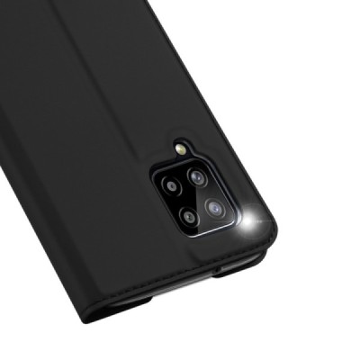 Dux Ducis Skin serijos Samsung Galaxy A42 5G juodas odinis atverčiamas dėklas | Priedai.lt