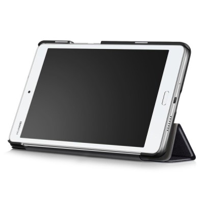 Huawei MediaPad M3 Lite 8.0 atverčiamas juodos spalvos odinis dėklas - knygutė | Priedai.lt