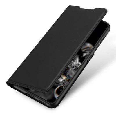 Dux Ducis Skin serijos Samsung Galaxy S21 (G991B) juodas odinis atverčiamas dėklas | Priedai.lt