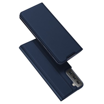 Dux Ducis Skin serijos Samsung Galaxy S21 (G991B) mėlynas odinis atverčiamas dėklas | Priedai.lt