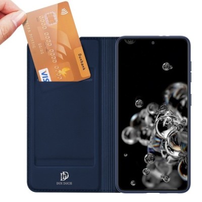 Dux Ducis Skin serijos Samsung Galaxy S21+ (G996B) mėlynas odinis atverčiamas dėklas | Priedai.lt