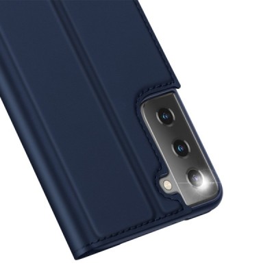 Dux Ducis Skin serijos Samsung Galaxy S21+ (G996B) mėlynas odinis atverčiamas dėklas | Priedai.lt