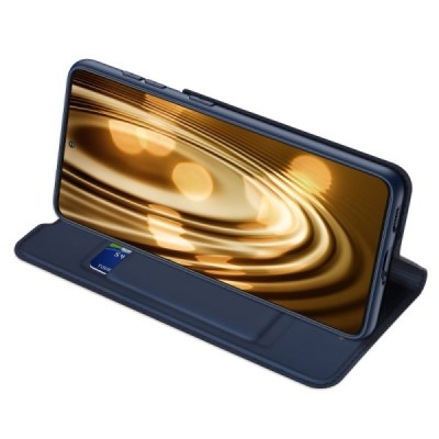 Dux Ducis Skin serijos Samsung Galaxy S21 Ultra (G998B) mėlynas odinis atverčiamas dėklas | Priedai.lt