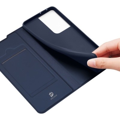 Dux Ducis Skin serijos Samsung Galaxy S21 Ultra (G998B) mėlynas odinis atverčiamas dėklas | Priedai.lt