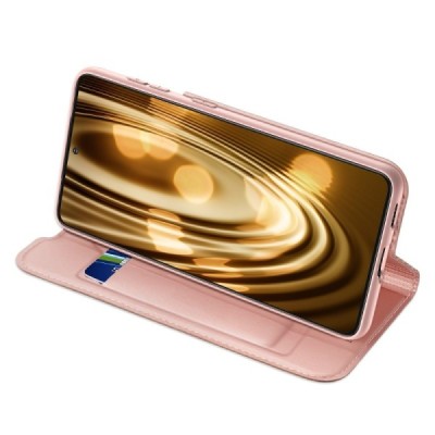 Dux Ducis Skin serijos Samsung Galaxy S21+ (G996B) rožinis odinis atverčiamas dėklas | Priedai.lt