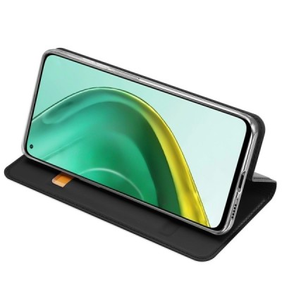Dux Ducis Skin serijos Xiaomi Mi 10T (Mi 10T Pro) juodas odinis atverčiamas dėklas | Priedai.lt