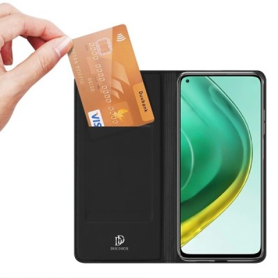 Dux Ducis Skin serijos Xiaomi Mi 10T (Mi 10T Pro) juodas odinis atverčiamas dėklas | Priedai.lt
