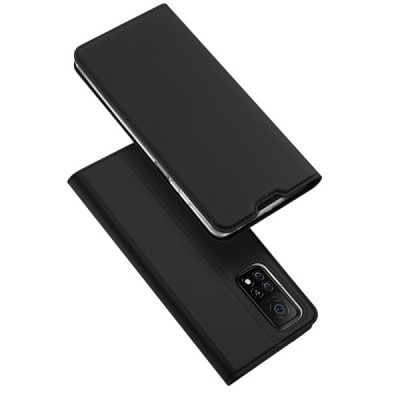 Dux Ducis Skin serijos Xiaomi Mi 10T (Mi 10T Pro) juodas odinis atverčiamas dėklas | Priedai.lt