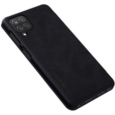 Prabangus „Nillkin“ Qin serijos juodas odinis atverčiamas Samsung Galaxy A12 (A125F) dėklas | Priedai.lt