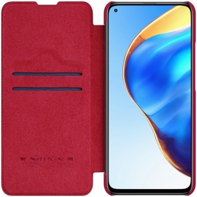 Prabangus „Nillkin“ Qin serijos raudonas odinis atverčiamas Xiaomi Mi 10T (Mi 10T Pro) dėklas | Priedai.lt