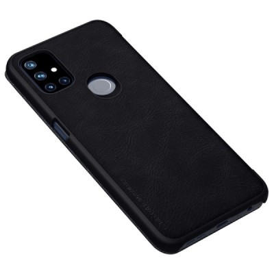 Prabangus „Nillkin“ Qin serijos juodas odinis atverčiamas OnePlus Nord N10 5G dėklas | Priedai.lt