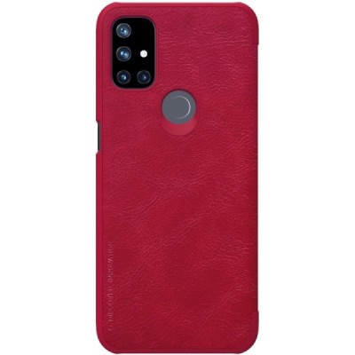 Prabangus „Nillkin“ Qin serijos raudonas odinis atverčiamas OnePlus Nord N10 5G dėklas | Priedai.lt