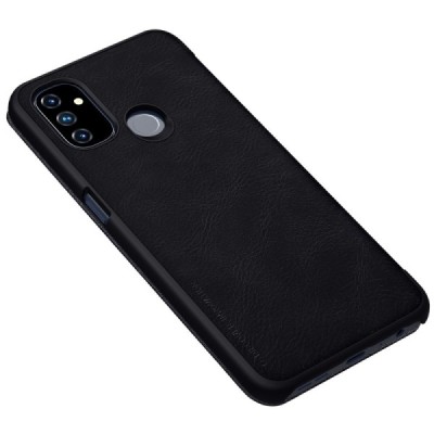 Prabangus „Nillkin“ Qin serijos juodas odinis atverčiamas OnePlus Nord N100 dėklas | Priedai.lt