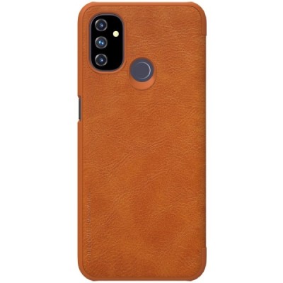 Prabangus „Nillkin“ Qin serijos rudas odinis atverčiamas OnePlus Nord N100 dėklas | Priedai.lt