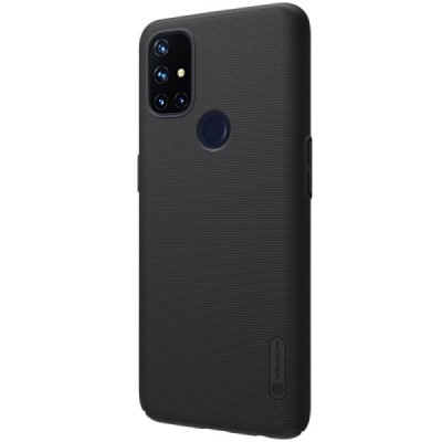 OnePlus Nord N10 5G Nillkin Frosted Shield juodas plastikinis dėklas, nugarėlė | Priedai.lt