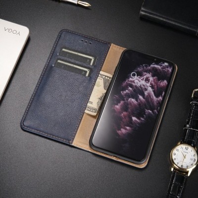 Solidus Samsung Galaxy S21 Ultra (G998B) mėlynas odinis atverčiamas dėklas | Priedai.lt