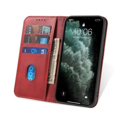 Samsung Galaxy S21 Ultra (G998B) „Split“ raudonas odinis atverčiamas dėklas - knygutė | Priedai.lt