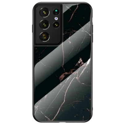 Samsung Galaxy S21 Ultra (G998B) „Marble“ kieto silikono TPU juodas / auksinis dėklas - nugarėlė | Priedai.lt