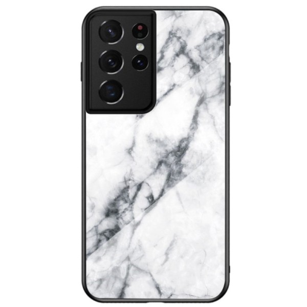 „Marble“ kieto silikono (TPU) dėklas - baltas (Galaxy S21 Ultra)