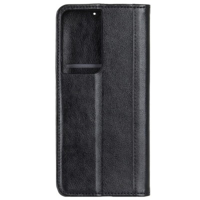 Samsung Galaxy S21 Ultra (G998B) juodas odinis atverčiamas dėklas - knygutė su magnetu | Priedai.lt