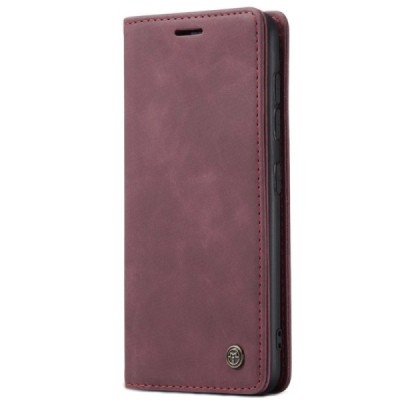 Samsung Galaxy S21 (G991B) CaseMe Retro solidus atverčiamas bordo odinis dėklas - knygutė | Priedai.lt