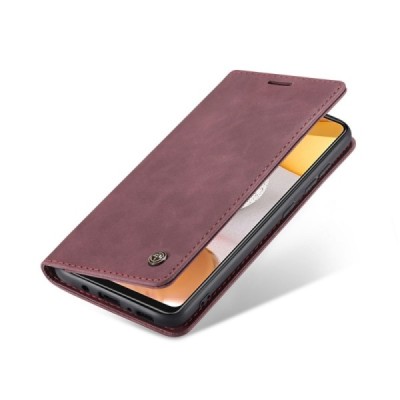 Samsung Galaxy S21 (G991B) CaseMe Retro solidus atverčiamas bordo odinis dėklas - knygutė | Priedai.lt