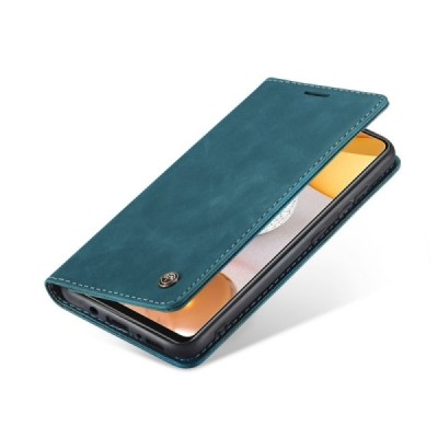 Samsung Galaxy S21 (G991B) CaseMe Retro solidus atverčiamas žalias odinis dėklas - knygutė | Priedai.lt
