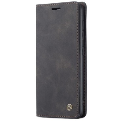 Samsung Galaxy S21+ (G996B) CaseMe Retro solidus atverčiamas juodas odinis dėklas - knygutė | Priedai.lt