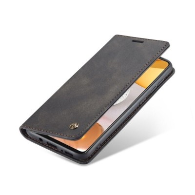 Samsung Galaxy S21+ (G996B) CaseMe Retro solidus atverčiamas juodas odinis dėklas - knygutė | Priedai.lt