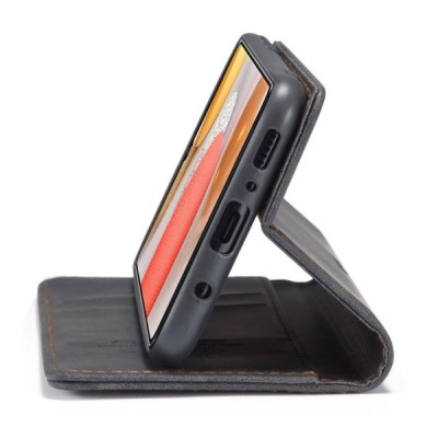 Samsung Galaxy S21 Ultra (G998B) CaseMe Retro solidus atverčiamas juodas odinis dėklas - knygutė | Priedai.lt