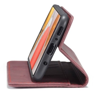 Samsung Galaxy S21 Ultra (G998B) CaseMe Retro solidus atverčiamas bordo odinis dėklas - knygutė | Priedai.lt