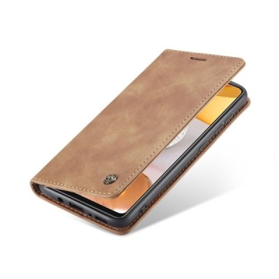 Samsung Galaxy S21 Ultra (G998B) CaseMe Retro solidus atverčiamas rudas odinis dėklas - knygutė | Priedai.lt