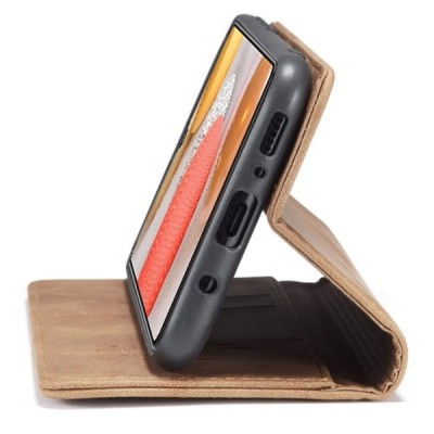 Samsung Galaxy S21 Ultra (G998B) CaseMe Retro solidus atverčiamas rudas odinis dėklas - knygutė | Priedai.lt