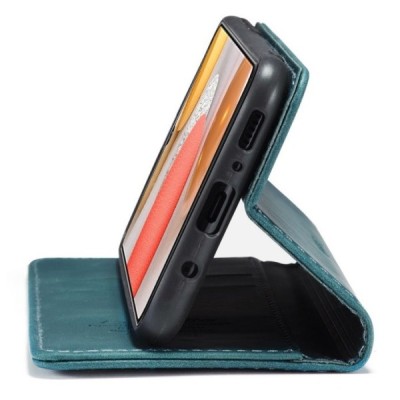 Samsung Galaxy S21 Ultra (G998B) CaseMe Retro solidus atverčiamas žalias odinis dėklas - knygutė | Priedai.lt