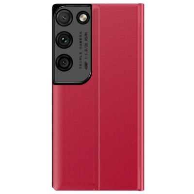 Samsung Galaxy S21 Ultra (G998B) View Line raudonas atverčiamas dėklas - knygutė | Priedai.lt