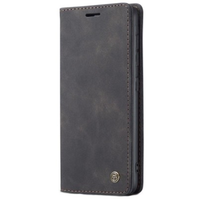 Samsung Galaxy A42 5G CaseMe Retro solidus atverčiamas juodas odinis dėklas - knygutė | Priedai.lt
