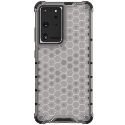 Honeycomb sustiprintos apsaugos Samsung Galaxy S21 Ultra (G998B) skaidrus kieto silikono (TPU) ir plastiko dėklas | Priedai.lt