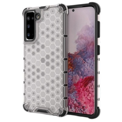 Honeycomb sustiprintos apsaugos Samsung Galaxy S21 (G991B) skaidrus kieto silikono (TPU) ir plastiko dėklas | Priedai.lt