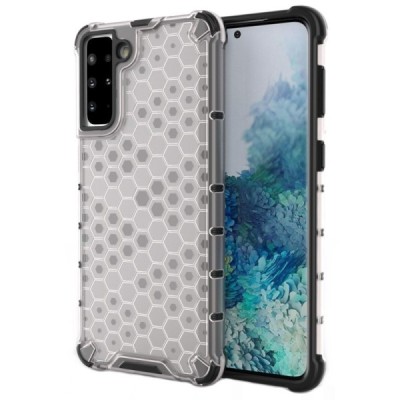 Honeycomb sustiprintos apsaugos Samsung Galaxy S21+ (G996B) skaidrus kieto silikono (TPU) ir plastiko dėklas | Priedai.lt