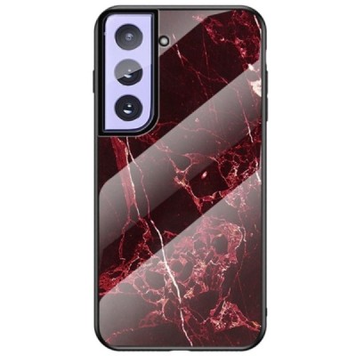 Samsung Galaxy S21 (G991B) „Marble“ kieto silikono TPU juodas / raudonas dėklas - nugarėlė | Priedai.lt