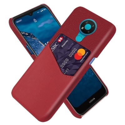„KSQ“ Shell Nokia 3.4 raudonas odinis dėklas - nugarėlė su kišenėle kortelėms | Priedai.lt