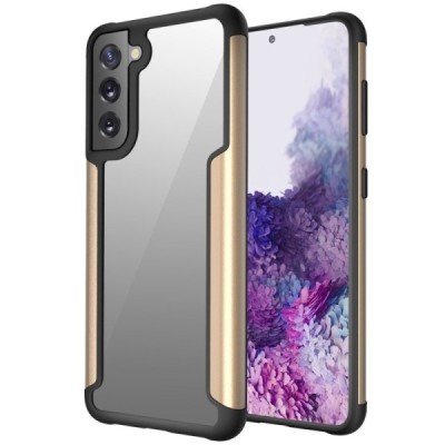 Samsung Galaxy S21+ (G996B) skaidrus aukso spalvos apvadais kieto silikono (TPU) dėklas | Priedai.lt
