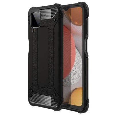 Sustiprintos apsaugos Samsung Galaxy A12 (A125F) juodas kieto silikono (TPU) ir plastiko dėklas | Priedai.lt