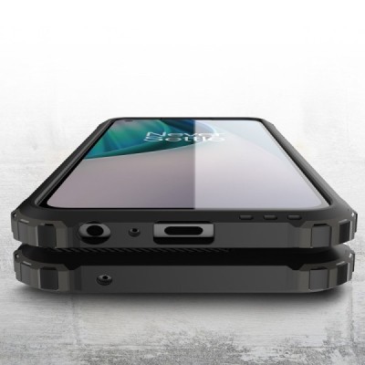 Sustiprintos apsaugos OnePlus Nord N10 5G juodas kieto silikono (TPU) ir plastiko dėklas | Priedai.lt