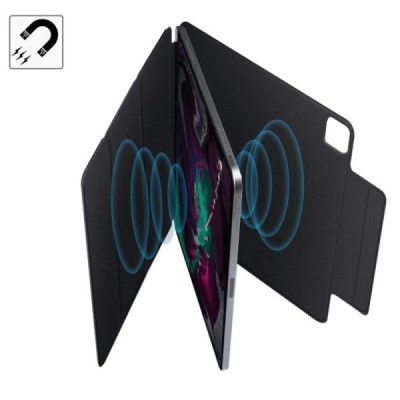 Apple iPad Pro 11 (2022 / 2021 / 2020 / 2018 / Air 4 2020) Leather Smart Cover juodas atverčiamas dėklas | Priedai.lt